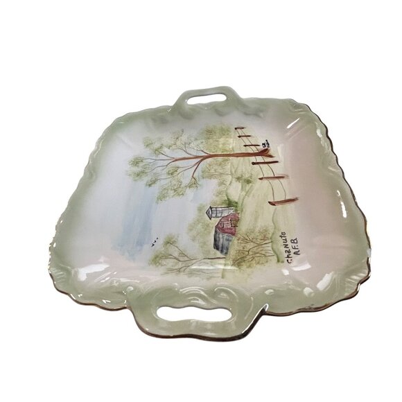 Chanute AFB Castleton China Square Serving Plate Collectable Hand Painted - Picture 5 of 9